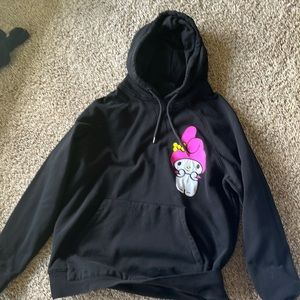 sanrio hoodie with pink lettering on the back